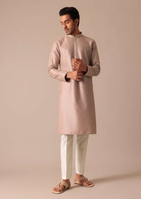 Onion Purple Kurta Set In Silk With Resham Work