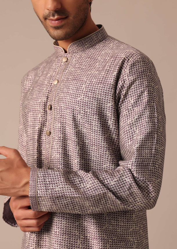Purple Muslin Silk Kurta And Pant Set