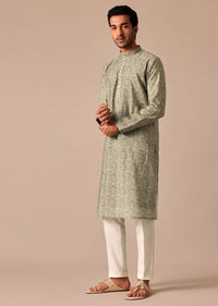 Pista Green Kurta Set In Muslin Silk