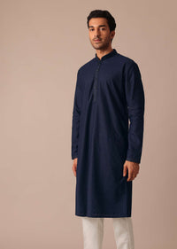 Navy Blue Kurta Set With Lucknowi Work