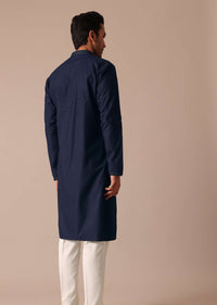 Navy Blue Kurta Set With Lucknowi Work