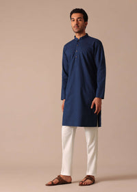 Blue Denim Foil Printed Kurta Set