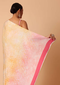 Multicolor Saree With Abstract Print And Unstitched Blouse Piece