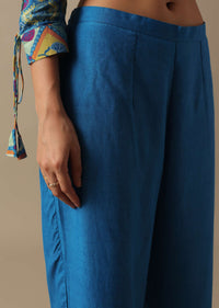 Blue Kurta Set With Floral Prints