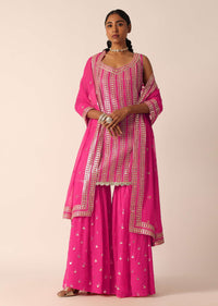 Pink Kurta Sharara Set With Gota Patti Work