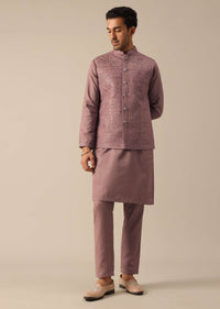 Pink Silk Indo Fusion Jacket Kurta Set