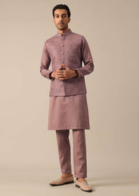Pink Silk Indo Fusion Jacket Kurta Set