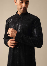 Black Kurta Set With Sequin Embellishments