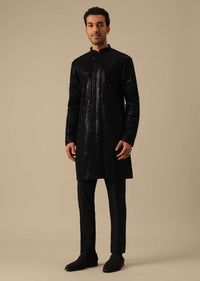 Black Kurta Set With Sequin Embellishments