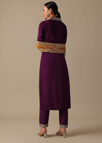 Purple Embroidered Kurta Set With Sequin Work