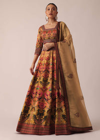 Multicolor Printed Lehenga Set With Hand Work