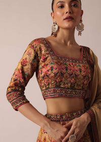 Multicolor Printed Lehenga Set With Hand Work