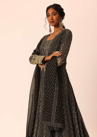 Black Anarkali And Dupatta Set With Sequin Work