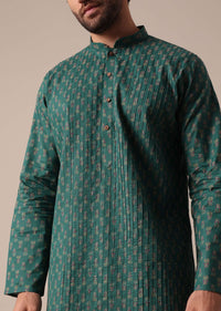 Green Cotton Jaipur Print Kurta Set Garment