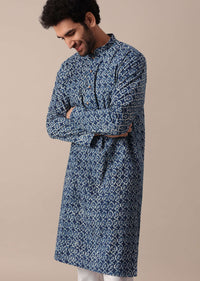 Jaipur Print Cotton Kurta Set In Blue