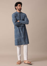 Jaipur Print Cotton Kurta Set In Blue