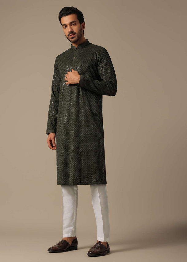 Festive Green Men's Kurta Set