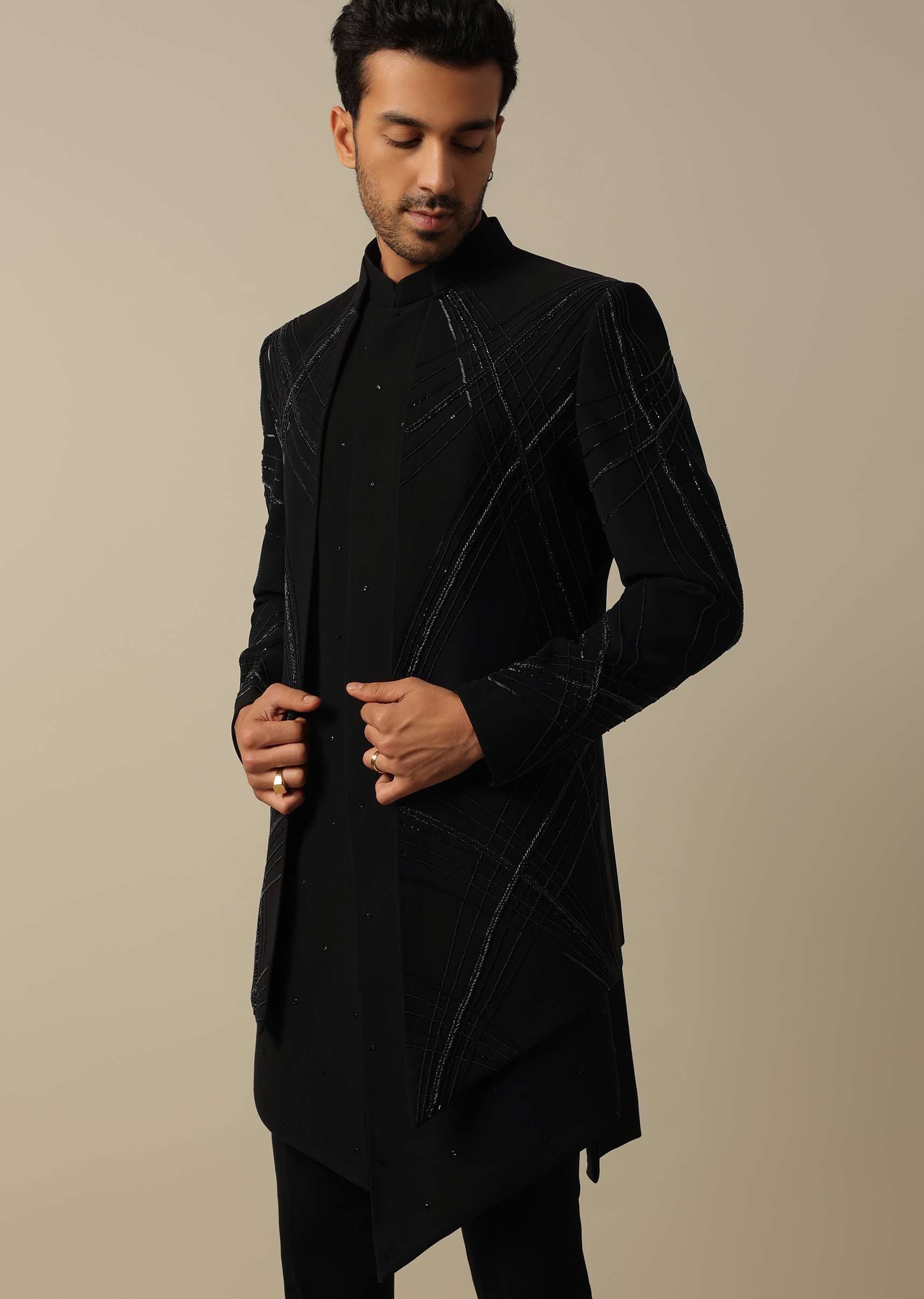 Elegant Black Indowestern Set For Men