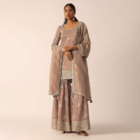 Brown Chanderi Kurta Sharara Set