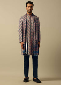 Vibrant Multi Cotton Silk Kurta Set For Men