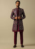 Regal Red Silk Indowestern For Men