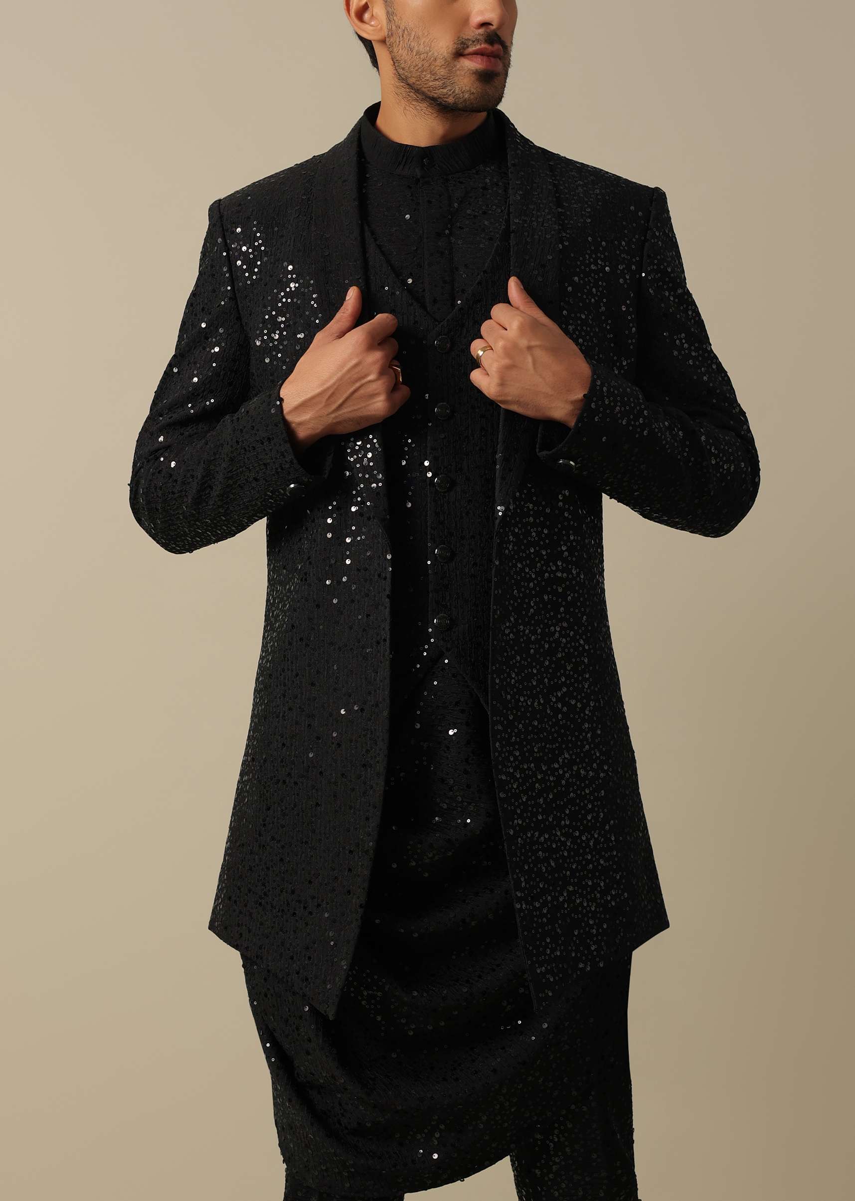 Dazzling Black Indowestern Set