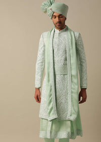 Enchanting Green Sherwani Set For Grooms