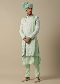 Enchanting Green Sherwani Set For Grooms