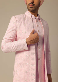 Pink Sequin Embellished Sherwani Set