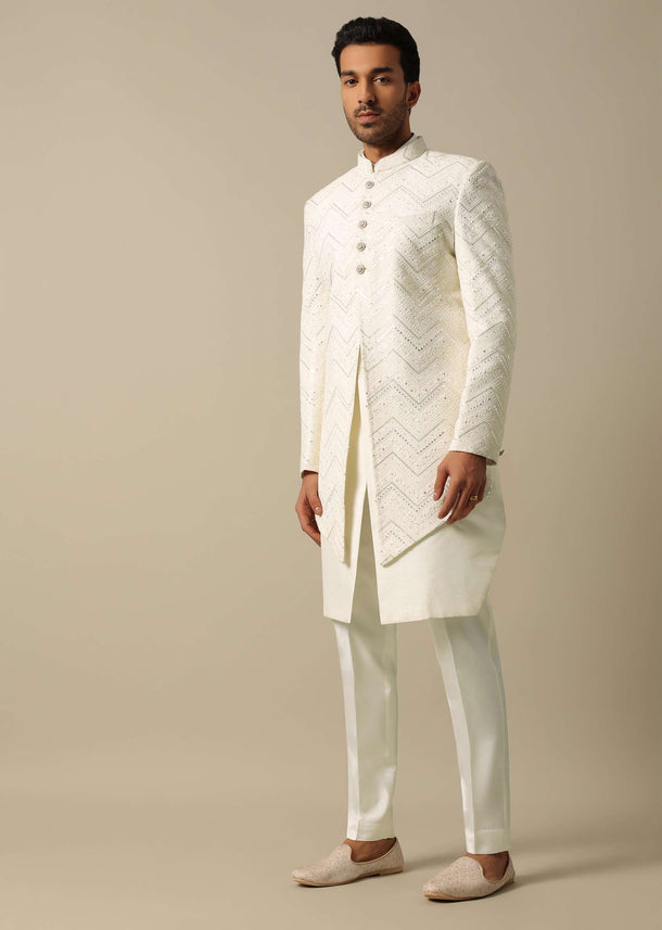 Elegant Sequins Embroidered Indowestern Sherwani Set