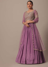 Purple Sequin Embroidered Lehenga Set