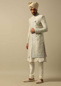 Timeless Green Raw Silk Sherwani