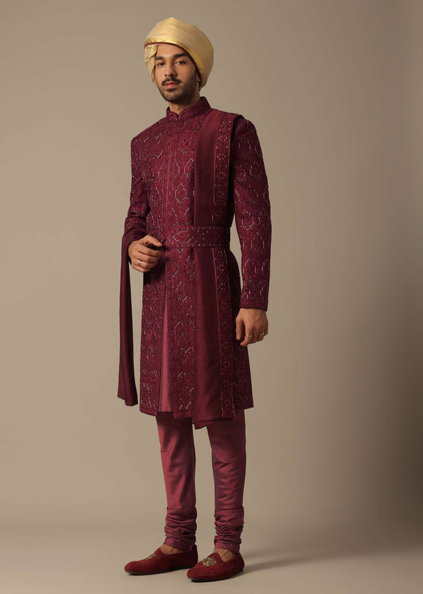 Royal Embroidered Grooms Sherwani Set