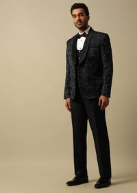 Sophisticated Grey Jacquard Tuxedo