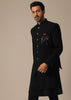 Black Jodhpuri Set With Front Button Detail