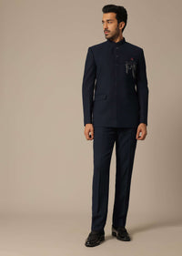 Navy Blue Embroidered Jodhpuri Set