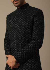 Majestic Black Sherwani Ensemble