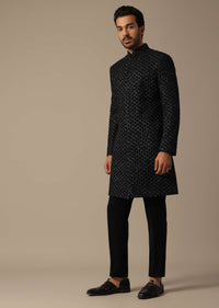 Majestic Black Sherwani Ensemble