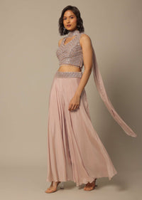 Pink Palazzo Set With Zari Work