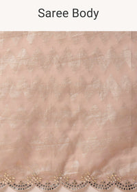 Pink Organza Foil Printed Saree With Unstitched Blouse Fabric