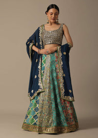 Green Sequin Embellished Lehenga Set