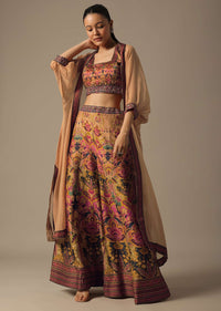 Multicolor Fusion Palazzo Set With Jacket