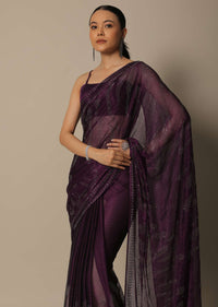 Wine Radiance Saree with Unstitched Blouse