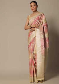 Radiant Peach Silk Saree With Unstitched Blouse Fabric-