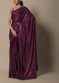 Pink Satin Saree With An Unstitched Blouse Piece