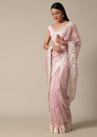 Chic Pink Saree With Resham Thread Work Border