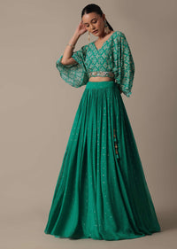 Green Chic Indowestern Georgette Lehenga Set