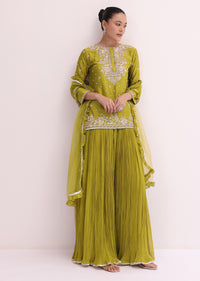 Green Silk Kurta Palazzo Set