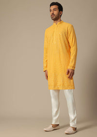 Yellow Kurta Set With Sequin Work