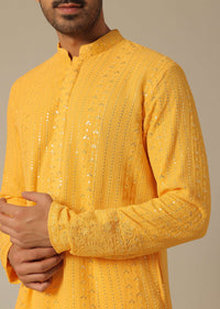 Yellow Kurta Set With Sequin Work